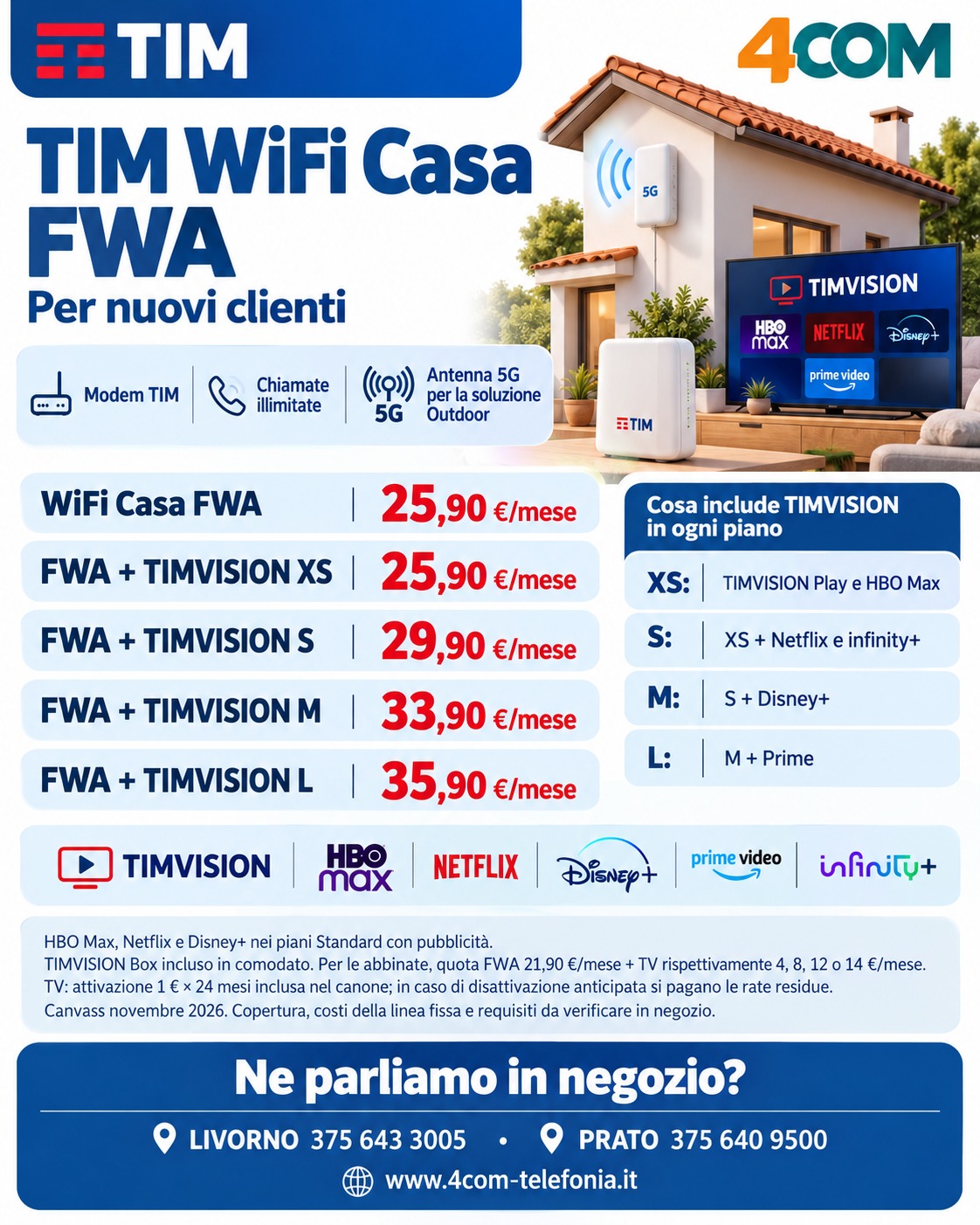 TIM WiFi Casa FWA e abbinamenti TV