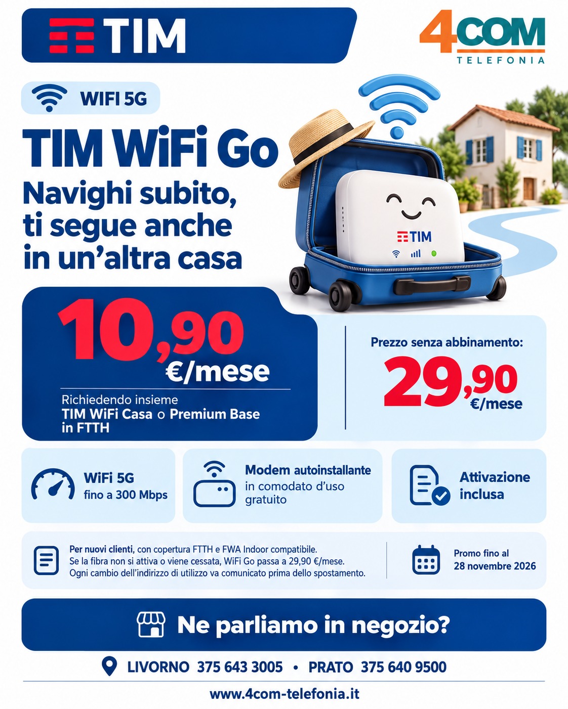 TIM WiFi Go con o senza abbinamento fibra
