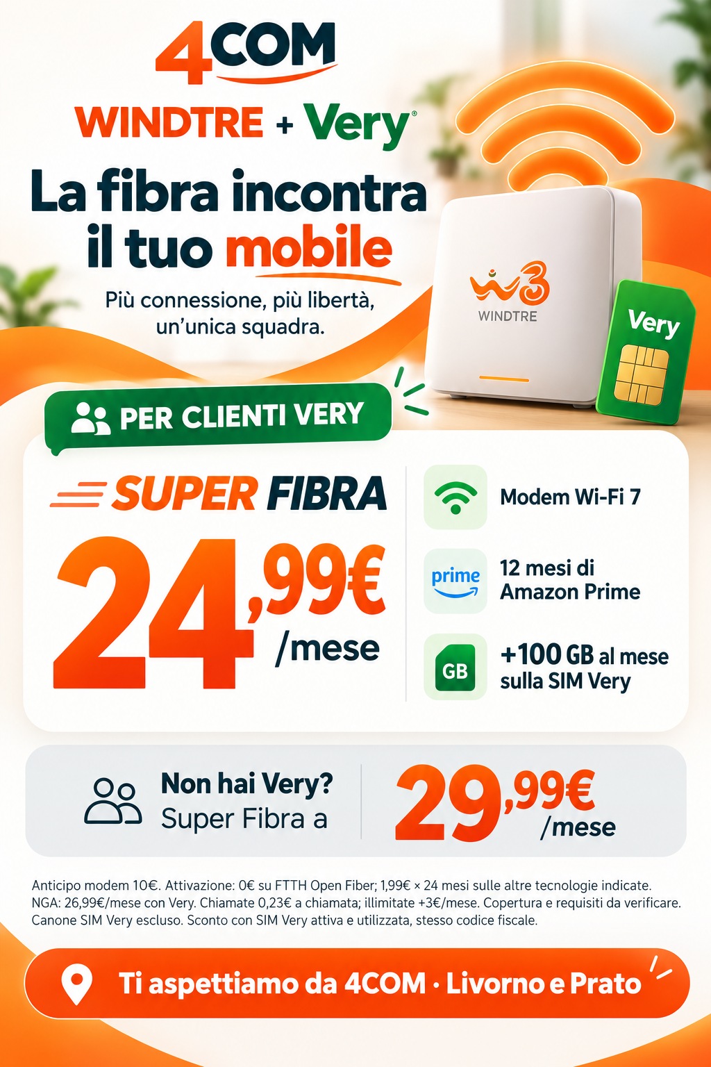 WINDTRE fibra e vantaggi Very